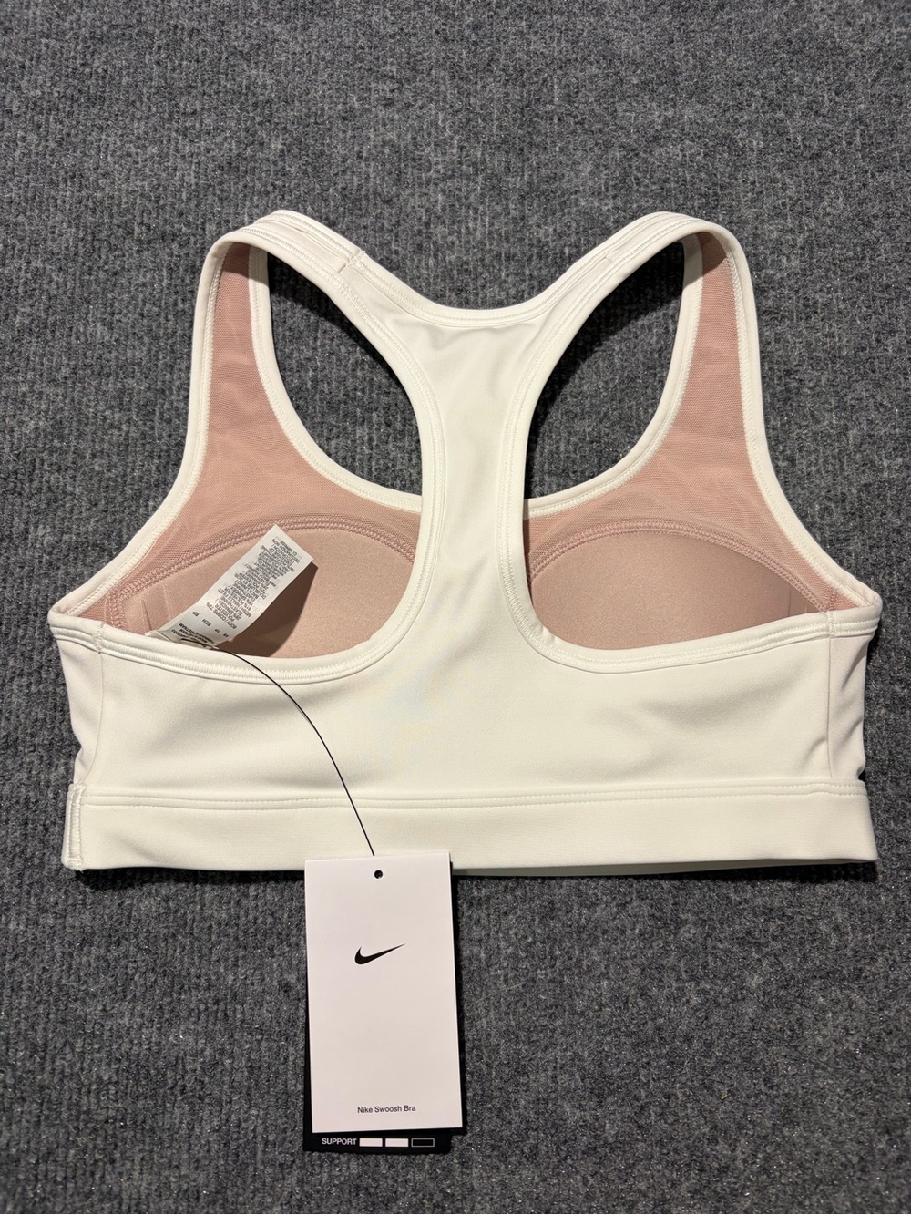 Nike White Racerback Sports Bra with Black Swoosh - Picture 3 of 3